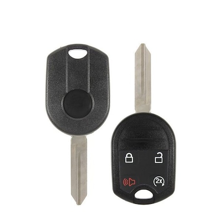 Keyless Factory Replacement 4-Button Remote Head Key Shell with Remote Start for Ford 2007-2020, Standard Blade, H75 Keyway RHS-FD-059
